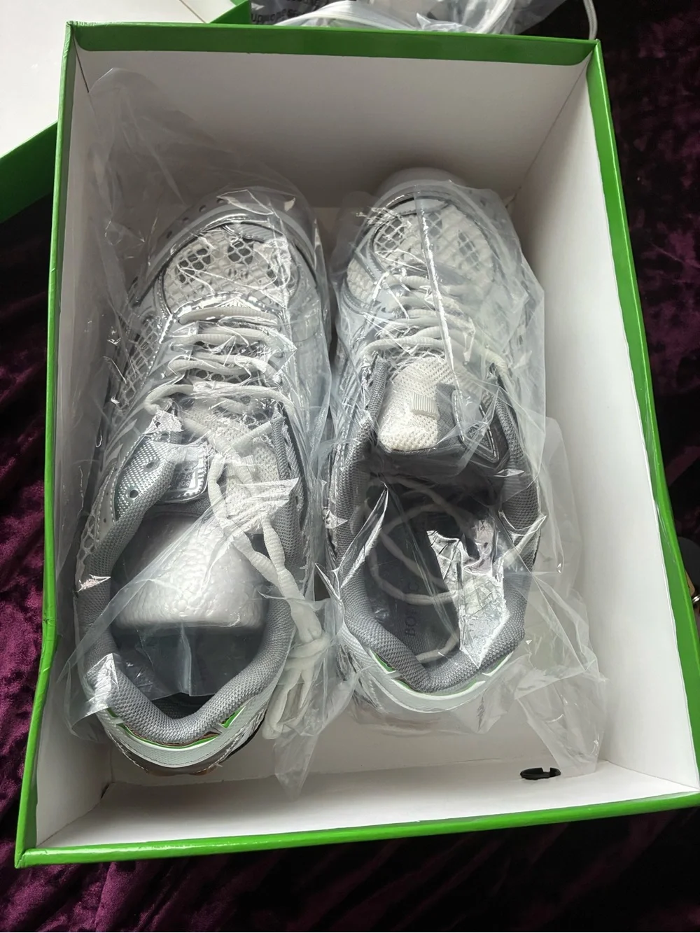 Bottega Veneta Silver Mesh and Metallic Runner with Gum Sole